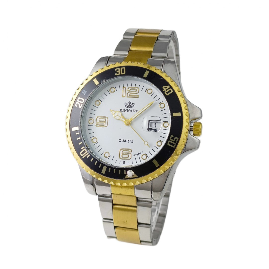 RINNADY Mens Two-Toned - Stainless Steel Quartz Movement - Water Resistant - Date Display Designer Watch