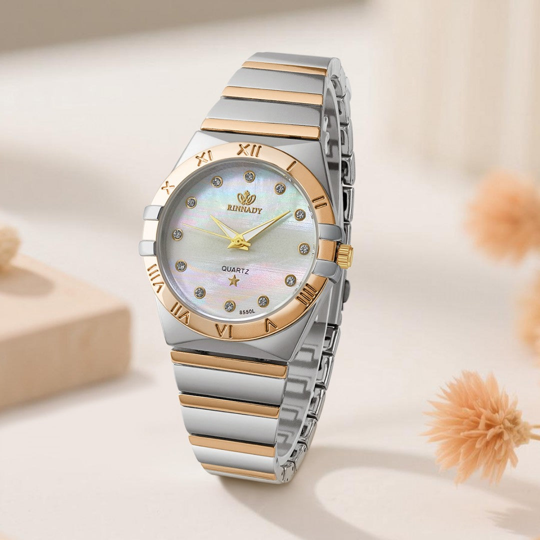 RINNADY Ladies Two-Toned - Stainless Steel Quartz Movement - Water Resistant Designer Watch