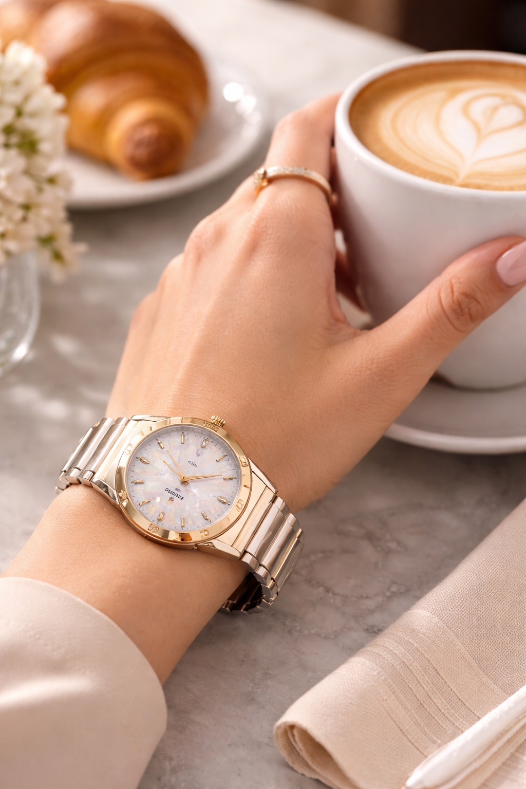 RINNADY Ladies Two-Toned - Stainless Steel Quartz Movement - Water Resistant Designer Watch