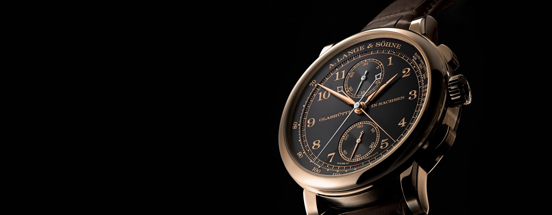 Watch dial is showing under black background